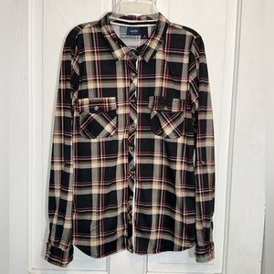 Daytrip Black and Red Plaid Button Down Shirt
